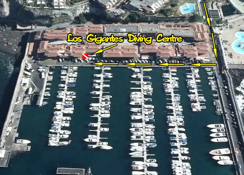 Plan de localisation de la marina de Los Gigantes